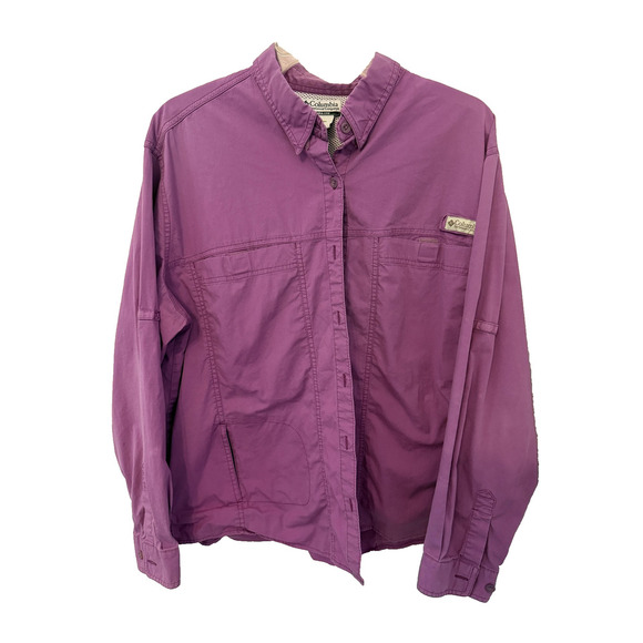 Columbia Shirt Womens XXL Purple Vented Fishing Long Sleeve Roll Up Sleeves Gorp - Picture 1 of 6